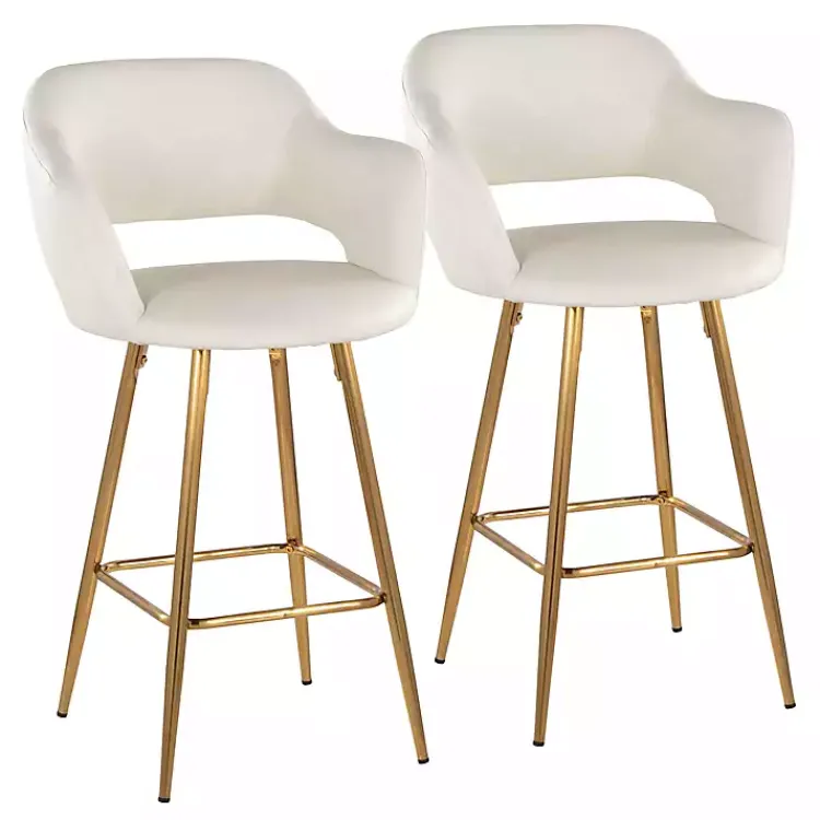 Kirklands Home Bar Stools & Counter Height Stools|Faux Leather Marge Counter Stools, Set of 2 Ivory