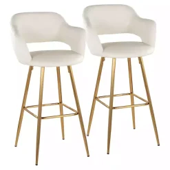 Kirklands Home Bar Stools & Counter Height Stools|Faux Leather Marge Bar Stools, Set of 2 Ivory