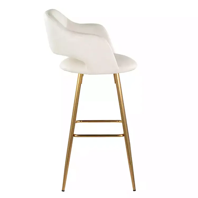 Kirklands Home Bar Stools & Counter Height Stools|Faux Leather Marge Bar Stools, Set of 2 Ivory