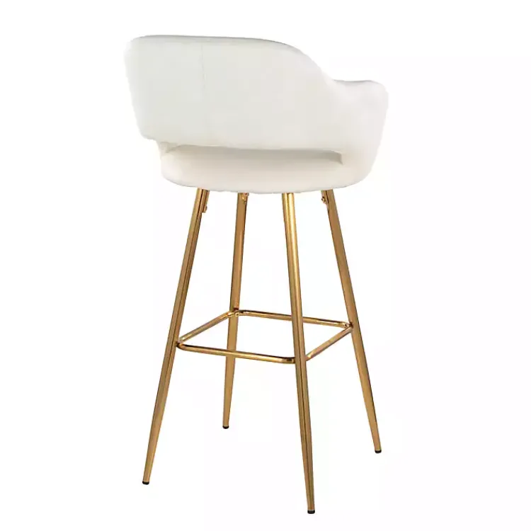 Kirklands Home Bar Stools & Counter Height Stools|Faux Leather Marge Bar Stools, Set of 2 Ivory