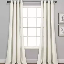 Kirklands Home Curtains & Drapes|Faux Linen Curtain Panel Set, 84 in. Ivory