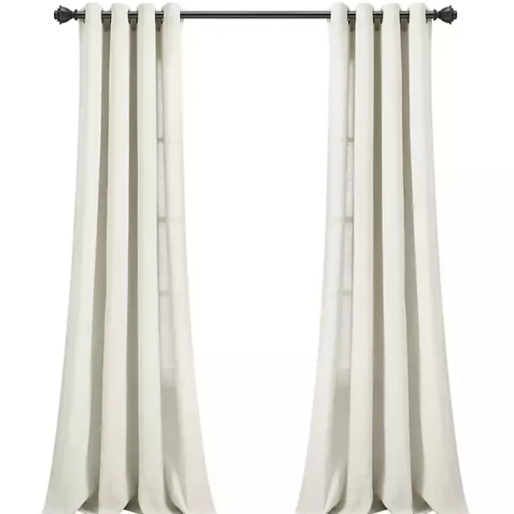 Kirklands Home Curtains & Drapes|Faux Linen Curtain Panel Set, 84 in. Ivory