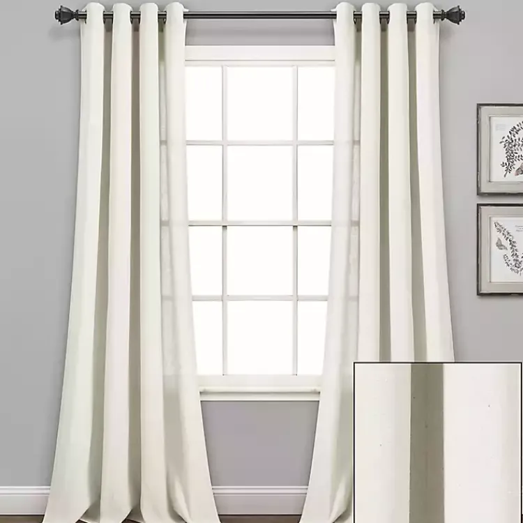 Kirklands Home Curtains & Drapes|Faux Linen Curtain Panel Set, 84 in. Ivory