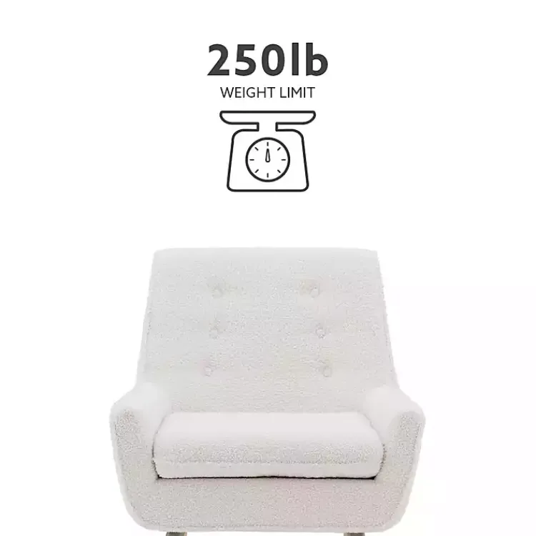 Kirklands Home Accent Chairs|Ivory Faux Sherpa Tufted Accent Chair White