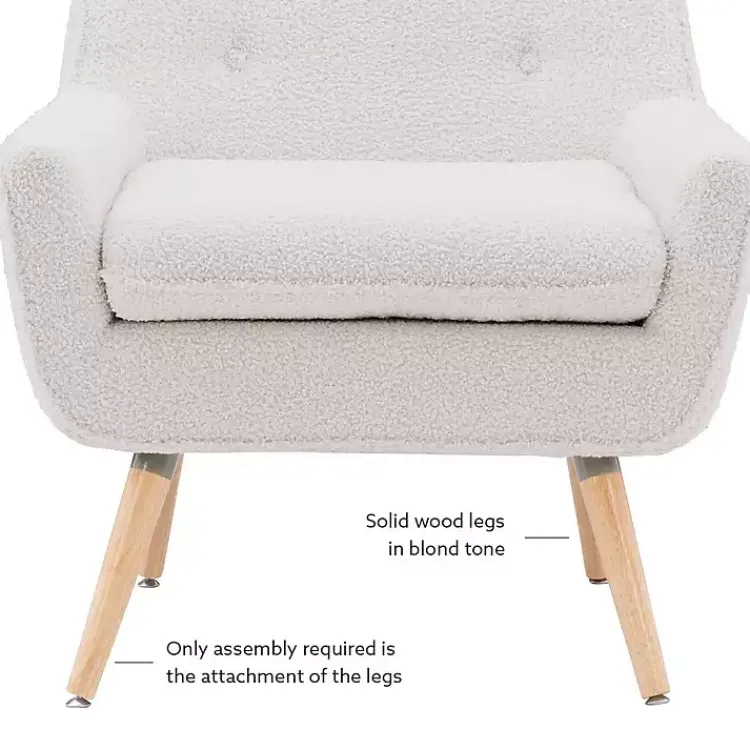 Kirklands Home Accent Chairs|Ivory Faux Sherpa Tufted Accent Chair White