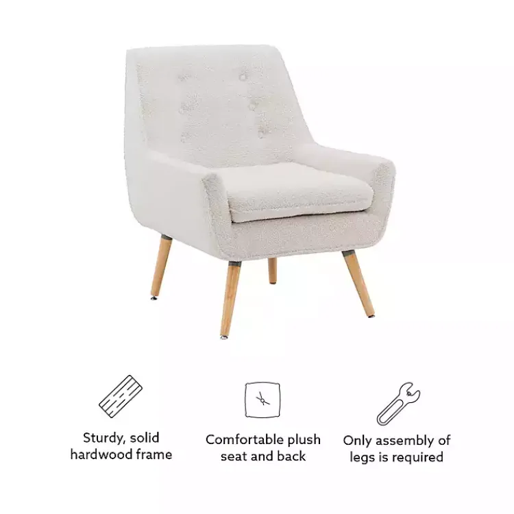 Kirklands Home Accent Chairs|Ivory Faux Sherpa Tufted Accent Chair White