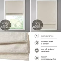 Kirklands Home Curtains & Drapes|Faux Silk Room Darkening Roman Shade, 33 in. Ivory