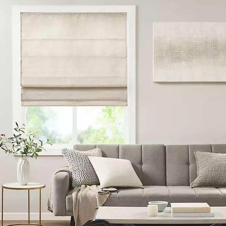 Kirklands Home Curtains & Drapes|Faux Silk Room Darkening Roman Shade, 35 in. Ivory