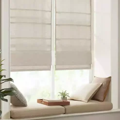 Kirklands Home Curtains & Drapes|Faux Silk Room Darkening Roman Shade, 35 in. Ivory