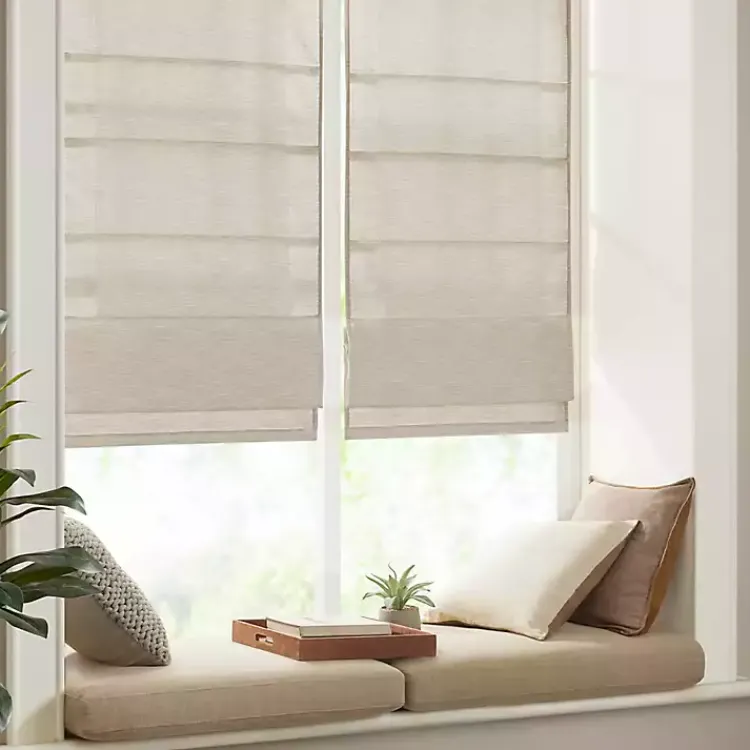 Kirklands Home Curtains & Drapes|Faux Silk Room Darkening Roman Shade, 35 in. Ivory