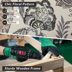 Kirklands Home Accent Chairs|Ivory Floral Brocade Wingback Ella Armchair