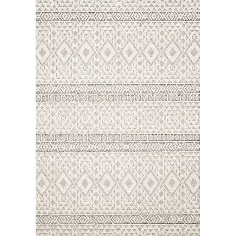 Kirklands Home Outdoor Rugs|Ivory Geometric Stripes Outdoor Area Rug, 5x7