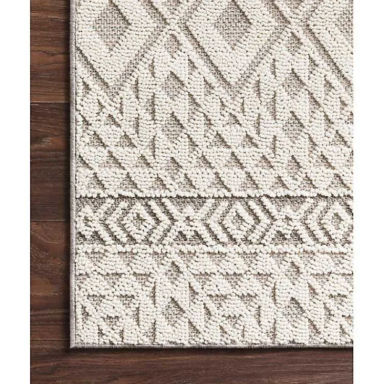 Kirklands Home Outdoor Rugs|Ivory Geometric Stripes Outdoor Area Rug, 5x7