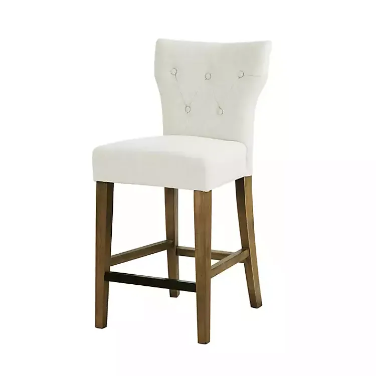 Kirklands Home Bar Stools & Counter Height Stools|Ivory Harrison Tufted Counter Stool White