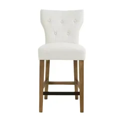 Kirklands Home Bar Stools & Counter Height Stools|Ivory Harrison Tufted Counter Stool White