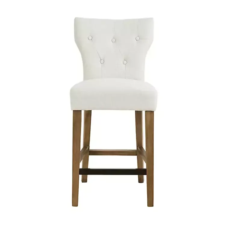 Kirklands Home Bar Stools & Counter Height Stools|Ivory Harrison Tufted Counter Stool White