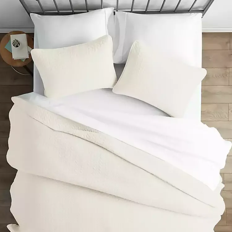 Kirklands Home Bedspreads & Coverlets|Herringbone Quilted 3-pc. King Coverlet Set Ivory