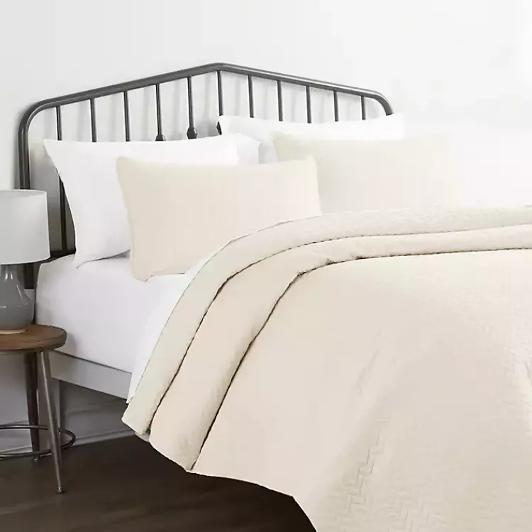 Kirklands Home Bedspreads & Coverlets|Herringbone Quilted 3-pc. King Coverlet Set Ivory