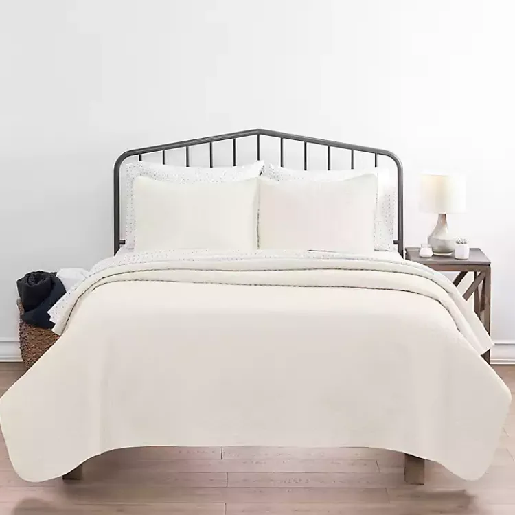 Kirklands Home Bedspreads & Coverlets|Herringbone Quilted 3-pc. Queen Coverlet Set Ivory