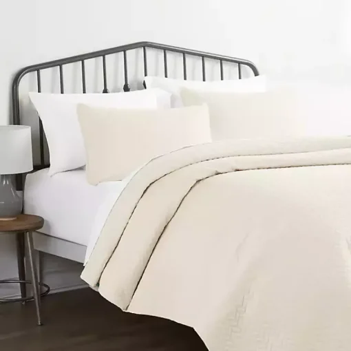 Kirklands Home Bedspreads & Coverlets|Herringbone Quilted 3-pc. Queen Coverlet Set Ivory