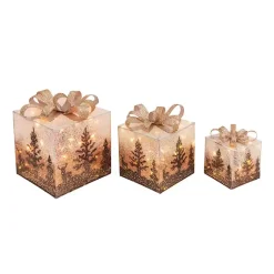 Hot Ivory Jeweled Forest Lit Christmas Gifts, Set of 3 Outdoor Christmas Decorations