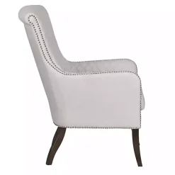 Kirklands Home Accent Chairs|Ivory Lanea Quilted Accent Chair with Silver Studs White