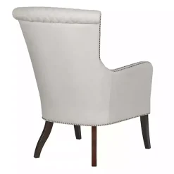 Kirklands Home Accent Chairs|Ivory Lanea Quilted Accent Chair with Silver Studs White