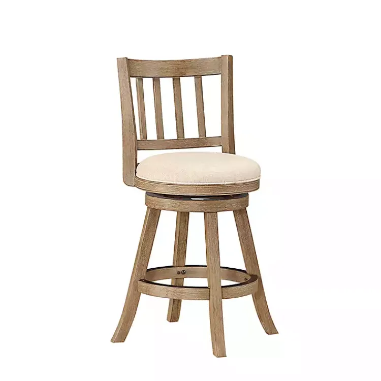 Kirklands Home Bar Stools & Counter Height Stools|Linen Slat Back Swivel Counter Stool Ivory