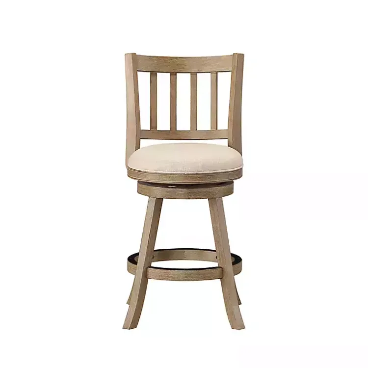 Kirklands Home Bar Stools & Counter Height Stools|Linen Slat Back Swivel Counter Stool Ivory