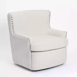 Kirklands Home Accent Chairs|Nailhead Wingback Swivel Accent Chair Ivory