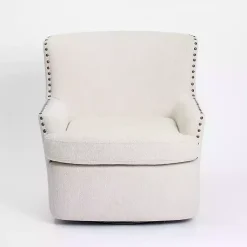 Kirklands Home Accent Chairs|Nailhead Wingback Swivel Accent Chair Ivory