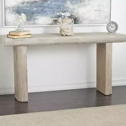 Kirklands Home Console Tables|Natural Wood Grain Console Table Ivory