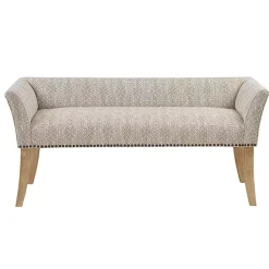 Kirklands Home Benches & Ottomans|Patterned Short Wingback Upholstered Bench Ivory