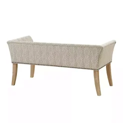 Kirklands Home Benches & Ottomans|Patterned Short Wingback Upholstered Bench Ivory