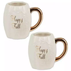 New Ivory Pumpkin Happy Fall 2-pc. Ceramic Mug Set Fall