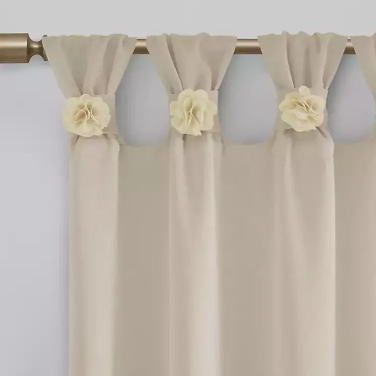 Kirklands Home Curtains & Drapes|Rosette Tab Top Curtain Panel, 84 in. Ivory