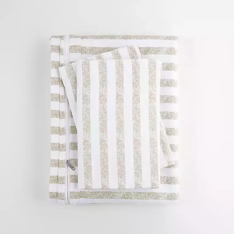 Kirklands Home Duvets|Rugged Stripes Puffed 3-pc. Queen Duvet Set Ivory