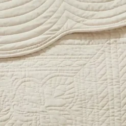 Kirklands Home Bedspreads & Coverlets|Scalloped Monica 3-pc. King Coverlet Set Ivory