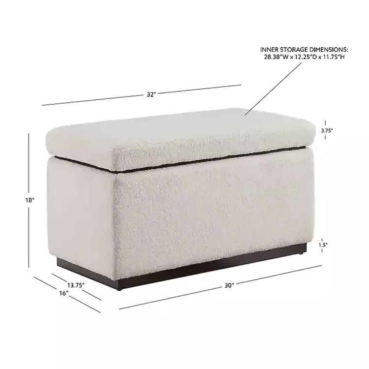 Kirklands Home Benches & Ottomans|Ivory Sherpa & Walnut Rectangle Storage Ottoman