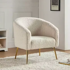 Kirklands Home Accent Chairs|Sherpa Venice Accent Chair Ivory