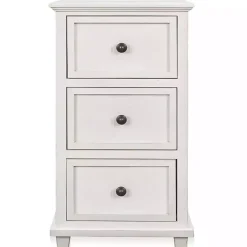 Kirklands Home Accent & End Tables|Slim Wooden 3-Drawer Side Table Ivory