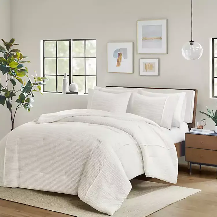 Kirklands Home Comforters|Striped Oversized King 3-pc. Comforter Set Ivory