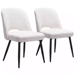 Kirklands Home Dining Chairs|Ivory Teddy Upholstered Dining Chairs, Set of 2 White