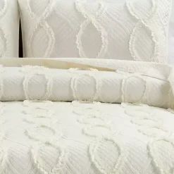 Kirklands Home Quilts|Ivory Trellis Ruffles 3-pc. King Quilt Set White
