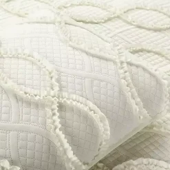 Kirklands Home Quilts|Ivory Trellis Ruffles 3-pc. King Quilt Set White