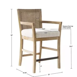 Kirklands Home Bar Stools & Counter Height Stools|Upholstered Cane Backrest Counter Stool Ivory