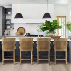 Kirklands Home Bar Stools & Counter Height Stools|Upholstered Cane Backrest Counter Stool Ivory