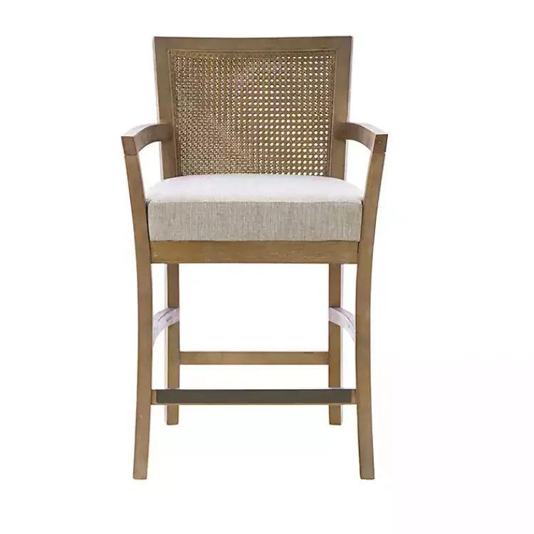 Kirklands Home Bar Stools & Counter Height Stools|Upholstered Cane Backrest Counter Stool Ivory