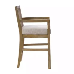 Kirklands Home Bar Stools & Counter Height Stools|Upholstered Cane Backrest Counter Stool Ivory