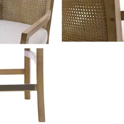 Kirklands Home Bar Stools & Counter Height Stools|Upholstered Cane Backrest Counter Stool Ivory